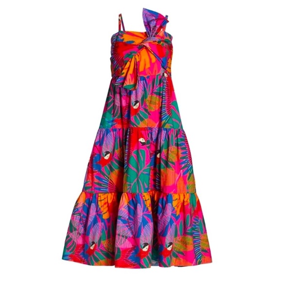 NWT farm rio macaw cotton midi dress - Picture 3 of 10